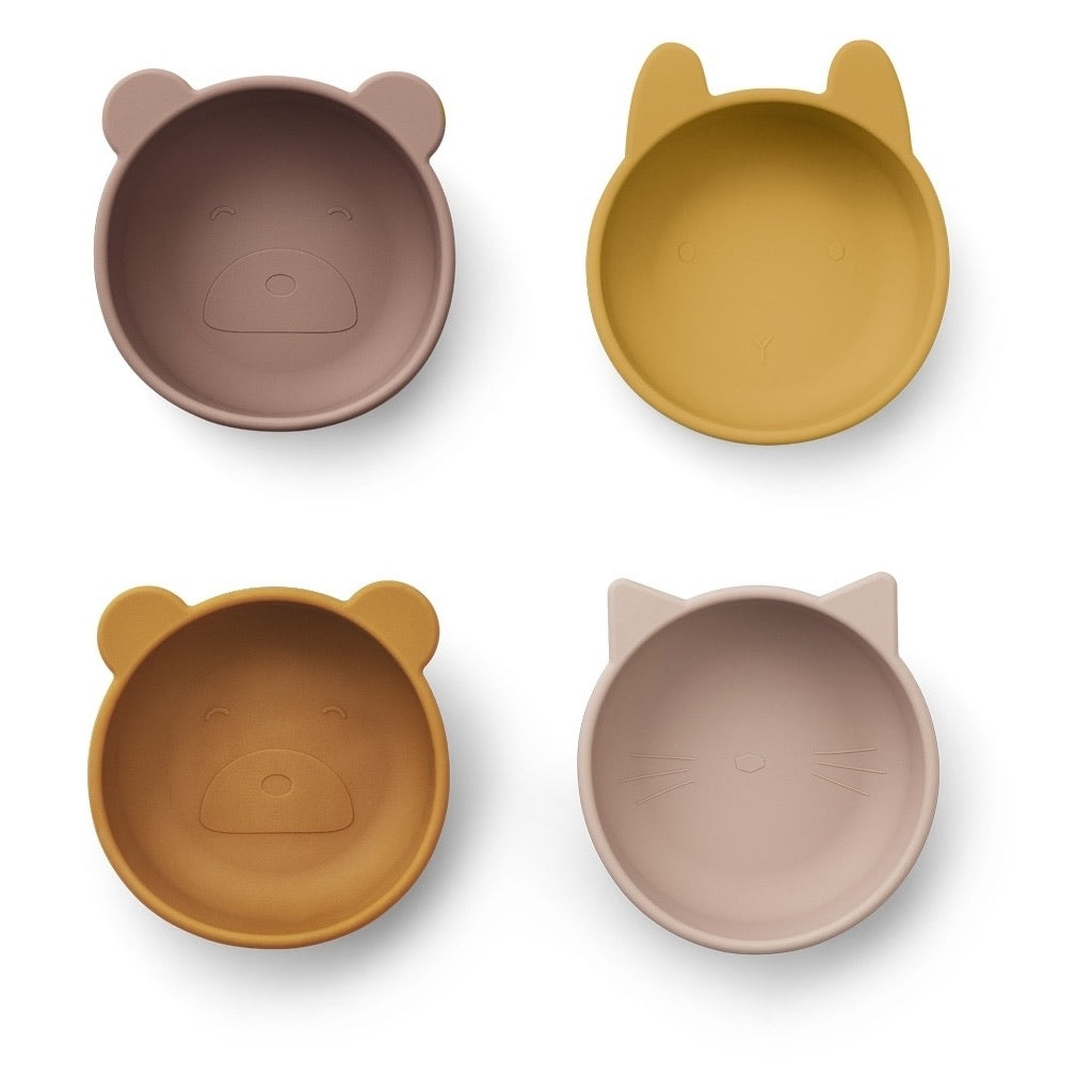 PACK 4 SILICONA BOWLS ROSE MIX